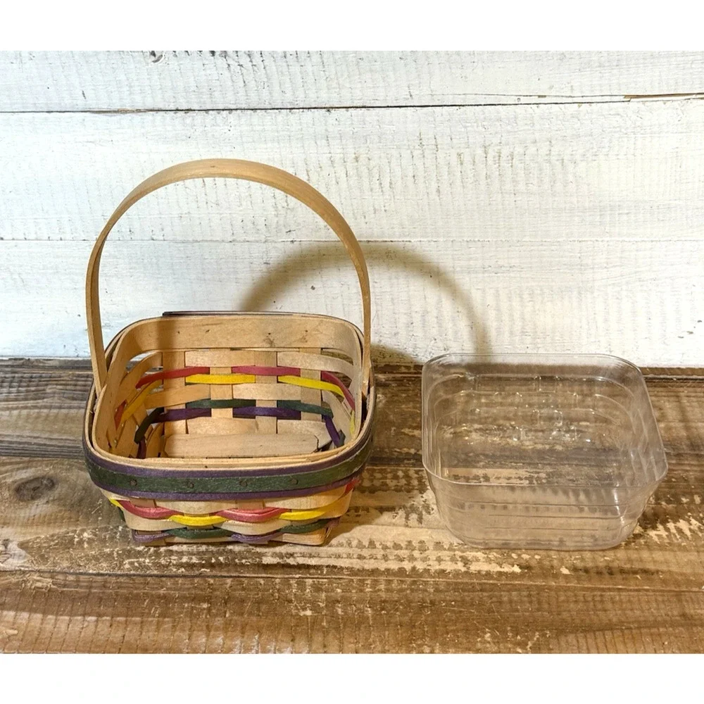 Vintage 1998 Longaberger Hand Woven Basket Wood Swing Handle USA 8